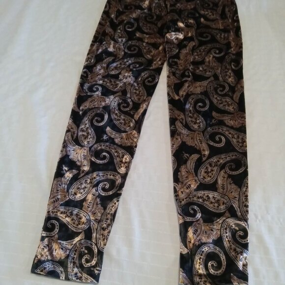 Stretch velvet and spandex leggings with paisley pattern Small - Picture 6 of 6